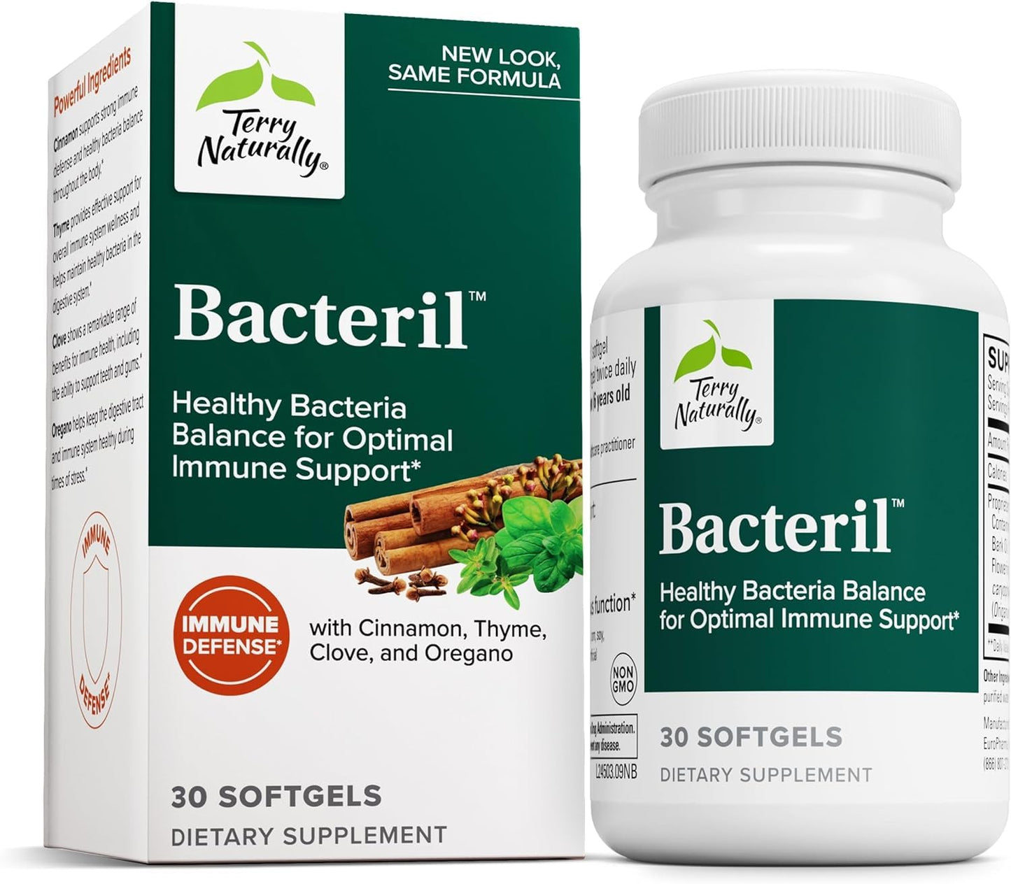 Terry Naturally Bacteril - Intestinal Support Supplement with Clove, Cinnamon, Thyme & Oregano - Immune Support Supplement with Antioxidant Support - Intestinal Support - 30 Softgels - dailyvitalstore