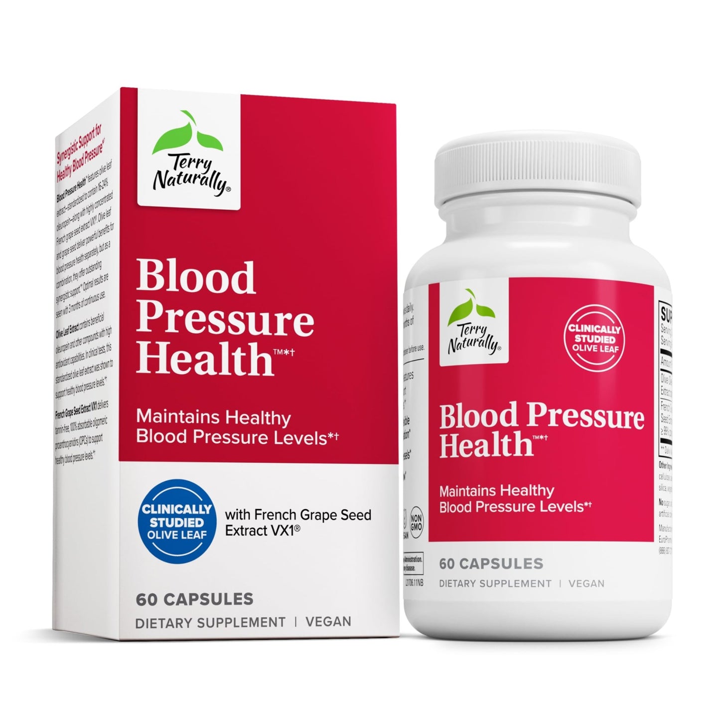 Terry Naturally Blood Pressure Health - Healthy Blood Flow & Circulation Support Supplement - Heart Health Supplement with Antioxidants - Cardiovascular Support - 60 Capsules - dailyvitalstore