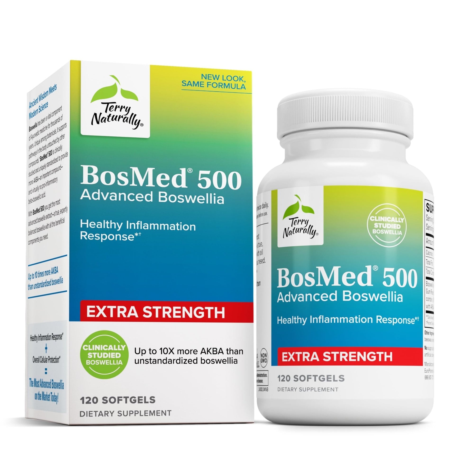 Terry Naturally BosMed 500 Extra Strength - Boswellia Serrata Extract Supplement - Supplement for Healthy Lung Support - Herbal Supplement Formula with High Levels of AKBA - 120 Softgels - dailyvitalstore