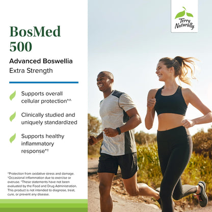 Terry Naturally BosMed 500 Extra Strength - Boswellia Serrata Extract Supplement - Supplement for Healthy Lung Support - Herbal Supplement Formula with High Levels of AKBA - 120 Softgels - dailyvitalstore