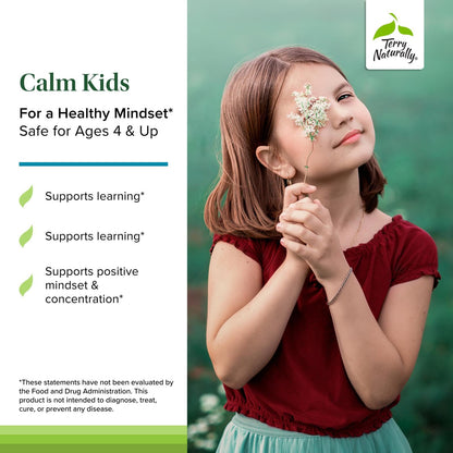 Terry Naturally Calm Kids - Calm Child Supplement - Brain Health for Focus, Memory & Concentration - Attention Supplement for Kids - Support Learning & Concentration - 60 Capsules - dailyvitalstore