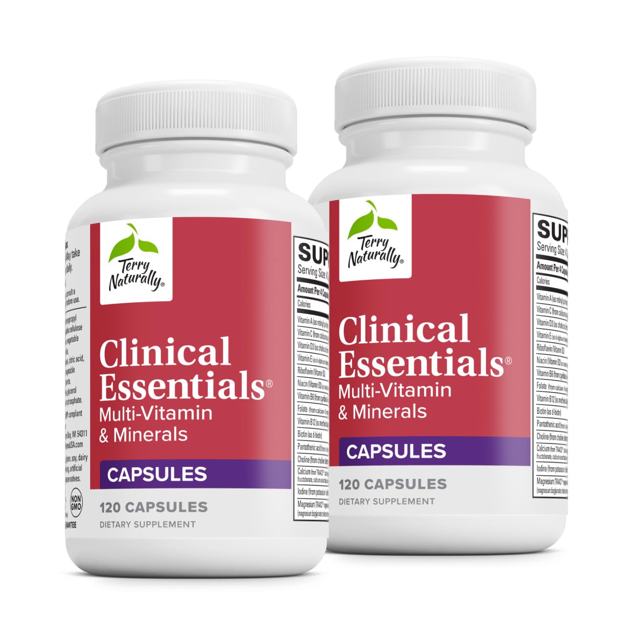 Terry Naturally Clinical Essentials - Supplement to Aid Bone, Cardiovascular & Immune Health - Supplement with Chelated Minerals - Supplement with B-Vitamins & Vitamin C - 120 Capsules (Pack of 2) - dailyvitalstore