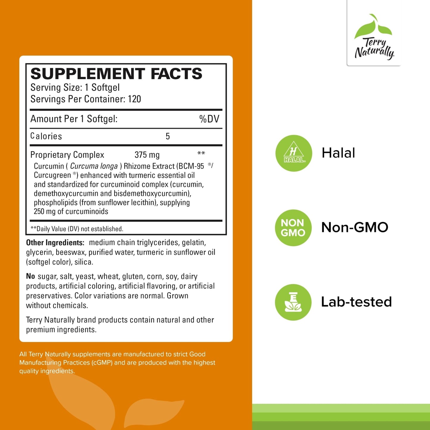 Terry Naturally CuraMed 375mg - Antioxidant Supplement for Brain & Immune Health Support - Dietary Supplement with Curcumin & Turmeric Essential Oil - Herbal Liver Support - 120 Softgels - dailyvitalstore