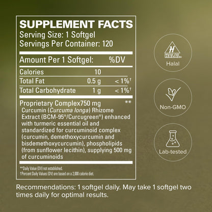 Terry Naturally CuraMed 750 mg - Antioxidant Supplement for Brain & Heart Health Support - Supplement with High-Potency Curcumin Complex - Kidney, Liver - dailyvitalstore