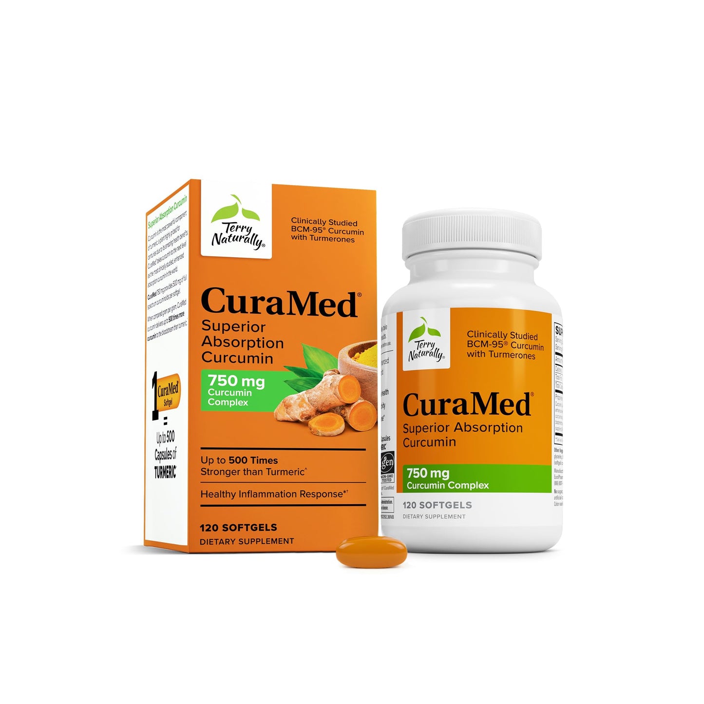 Terry Naturally CuraMed 750 mg - Antioxidant Supplement for Brain & Heart Health Support - Supplement with High-Potency Curcumin Complex - Kidney, Liver - dailyvitalstore