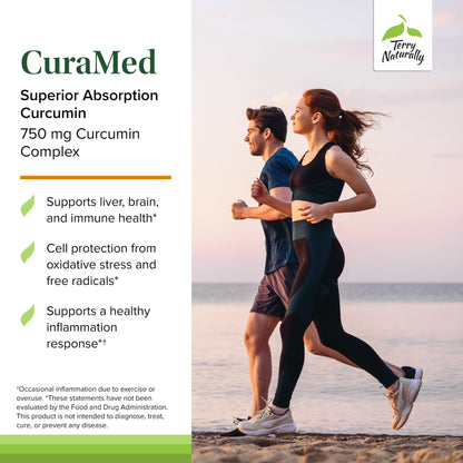 Terry Naturally CuraMed 750mg - Antioxidant Supplement for Brain & Heart Health Support - Dietary Supplement with High-Potency Curcumin Complex - Kidney, Liver & Immune Health Support - 60 Softgels - dailyvitalstore