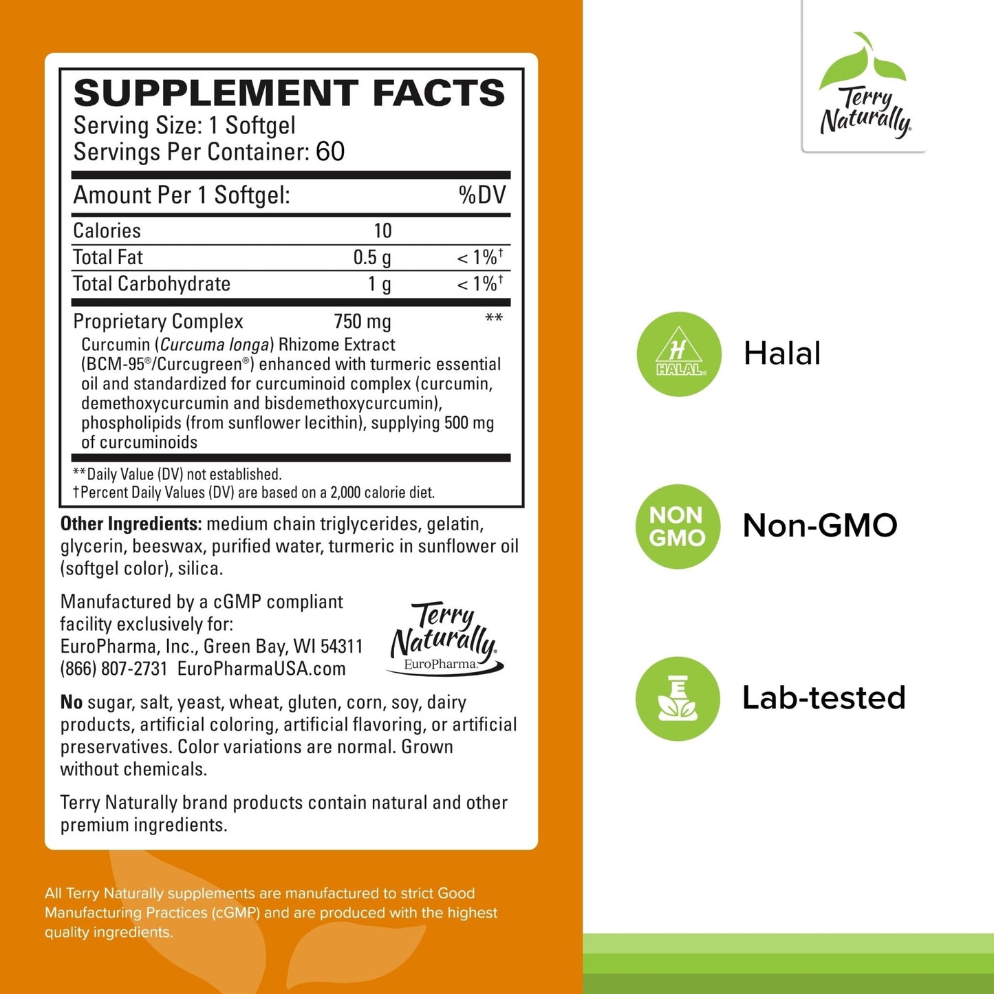 Terry Naturally CuraMed 750mg - Antioxidant Supplement for Brain & Heart Health Support - Dietary Supplement with High-Potency Curcumin Complex - Kidney, Liver & Immune Health Support - 60 Softgels - dailyvitalstore