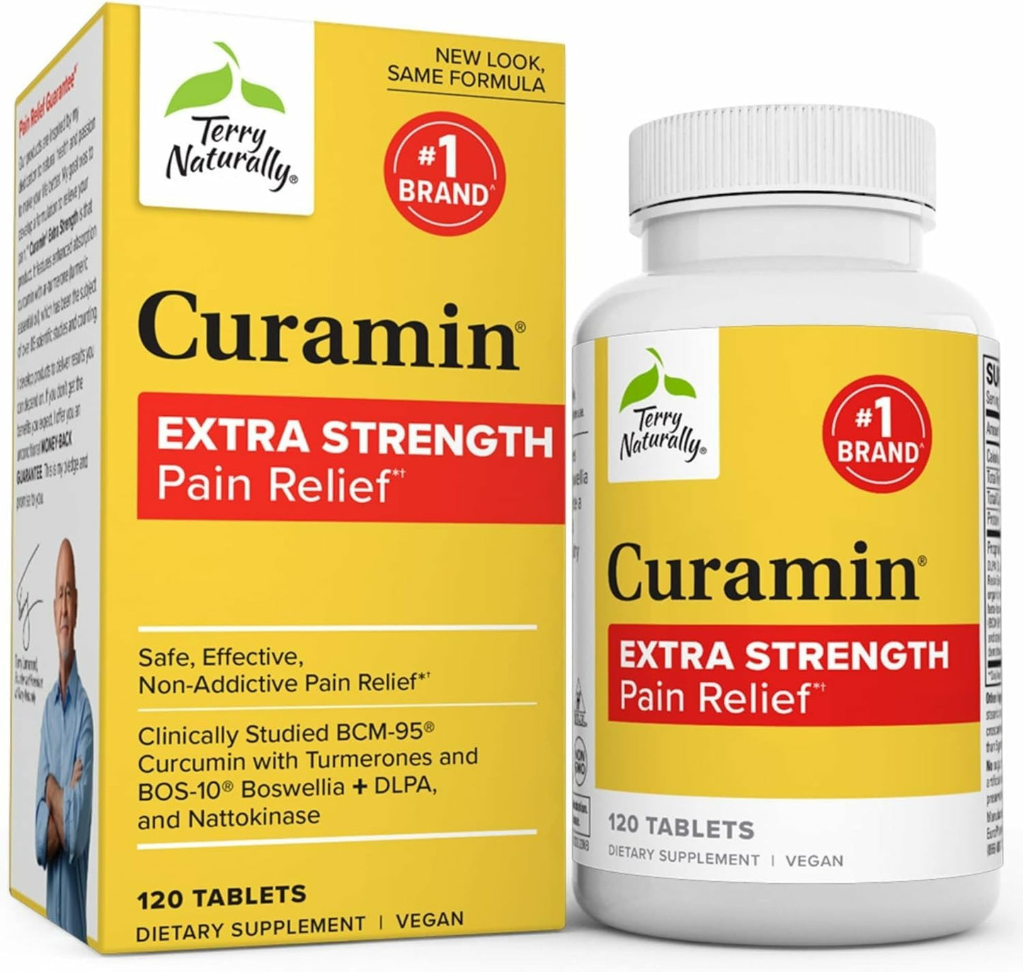 Terry Naturally Curamin Extra Strength - 120 Vegan Tablets - Non-Addictive Pain Relief Supplement with Curcumin from Turmeric - dailyvitalstore