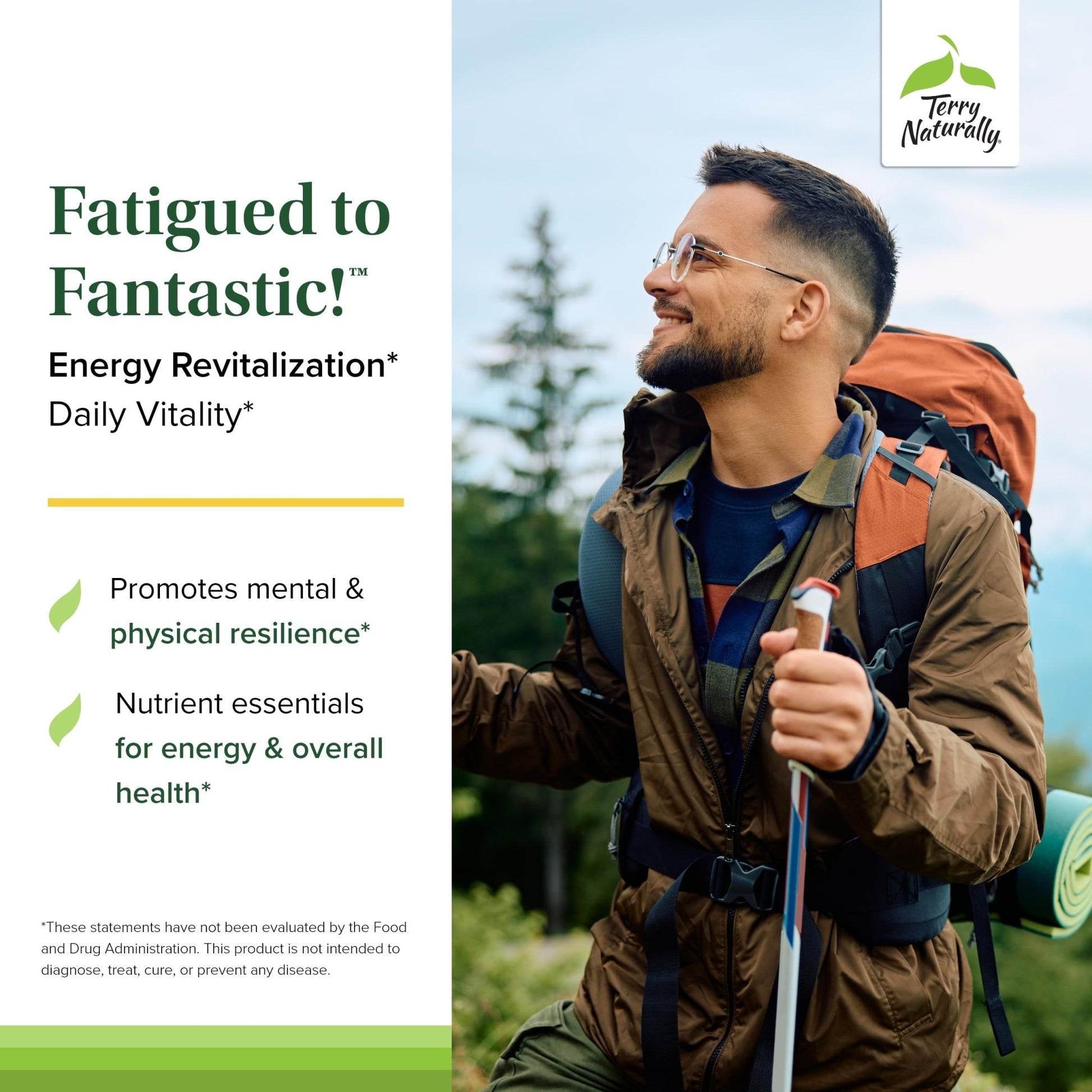 Terry Naturally Fatigued to Fantastic Energy Revitalization - Drink Mix for Energy with L-Tyrosine, Vitamins A, D3, E & B - Supports Heart Health - 7.6 oz (30 Servings) - dailyvitalstore