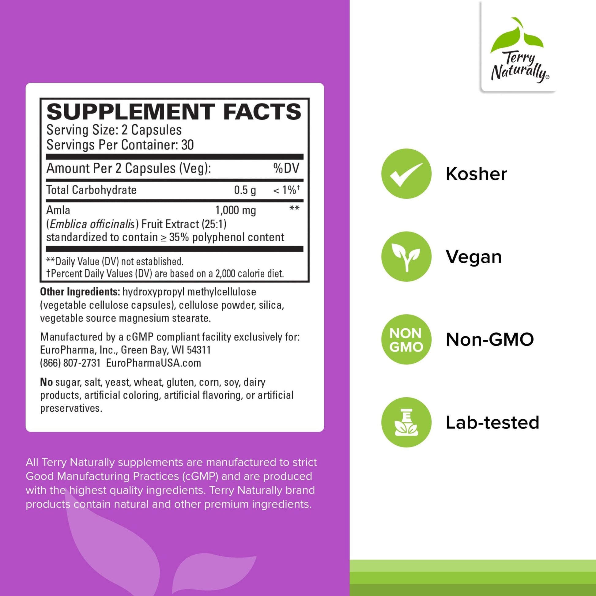 Terry Naturally Healthy Cholesterol with Amla - Antioxidant Supplement for Immune & Heart Support - Supplement to Aid Healthy Cholesterol & Triglyceride - 60 Capsules - dailyvitalstore