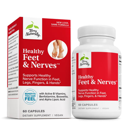 Terry Naturally Healthy Feet & Nerves - Herbal Supplement with Bioactive Vitamin B12 - Circulation & Nerve Health Support Supplement - Vegan Capsules with Boswellia Serrata - 60 Capsules - dailyvitalstore