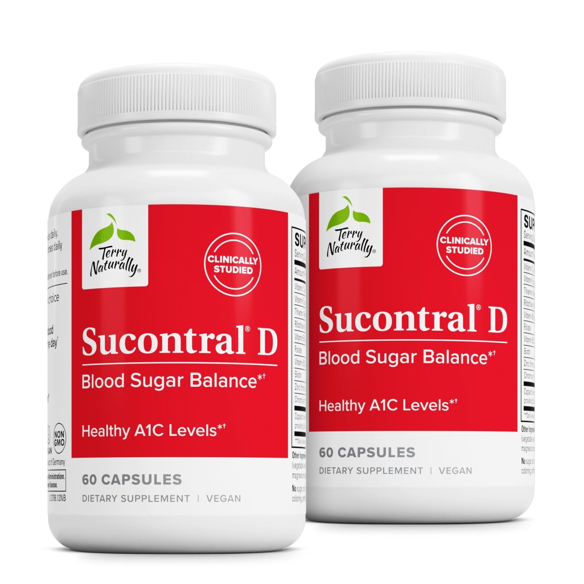 Terry Naturally Sucontral D - B-Complex & Folate Supplement - Carbohydrate Metabolism Support - Vitamin & Mineral Supplement with Zinc & Chromium - 60 Capsules (Pack of 2) - dailyvitalstore