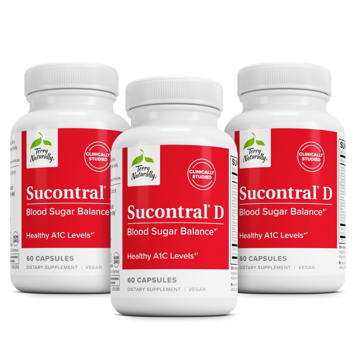 Terry Naturally Sucontral D - B-Complex & Folate Supplement - Carbohydrate Metabolism Support - Vitamin & Mineral Supplement with Zinc & Chromium - 60 Capsules (Pack of 3) - dailyvitalstore