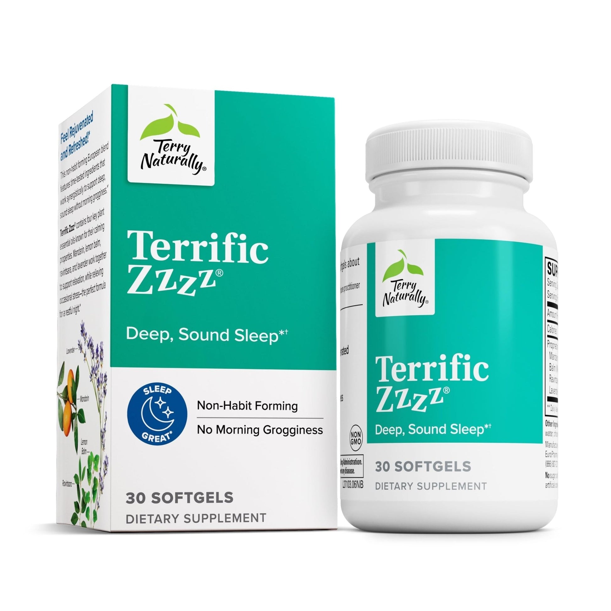 Terry Naturally Terrific Zzzz - Sleep Supplement for Adults - Dietary Supplement with Mandarin, Lemon Balm & Lavender - Non-GMO Relaxation & Sleep Relief Aid - 30 Softgels - dailyvitalstore