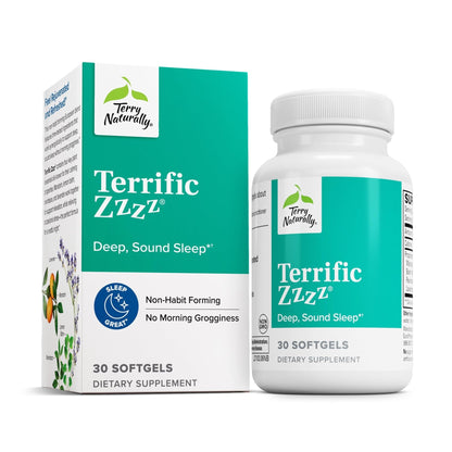Terry Naturally Terrific Zzzz - Sleep Supplement for Adults - Dietary Supplement with Mandarin, Lemon Balm & Lavender - Non-GMO Relaxation & Sleep Relief Aid - 30 Softgels - dailyvitalstore