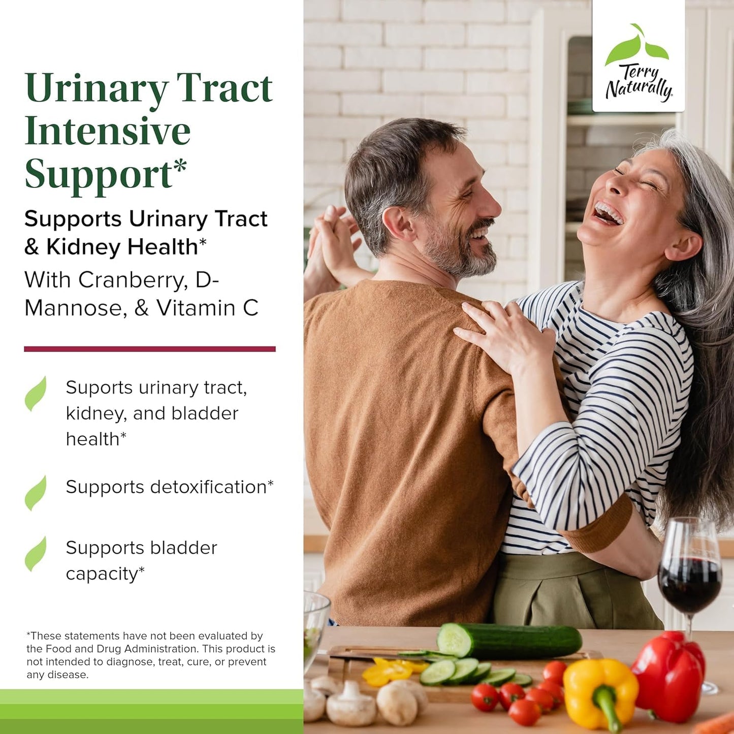 Terry Naturally Urinary Tract Intensive Support - Supplement with Cranberry for Bladder Health Support - Kidney Health Supplement with D-Mannose & Vitamin C - 60 Capsules (30 Servings) - dailyvitalstore