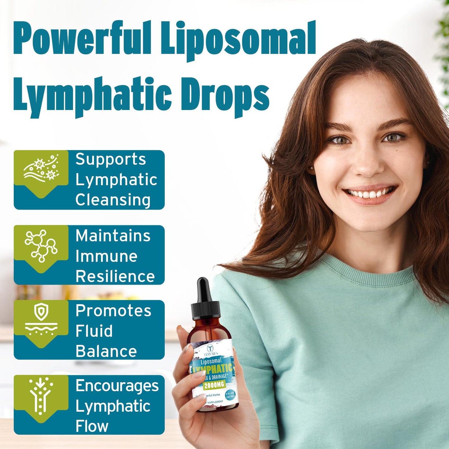Tervaies Liposomal Lymphatic Drainage Drops 2000mg – Herbal Blend with Elderberry & Echinacea – 2 FL OZ - dailyvitalstore