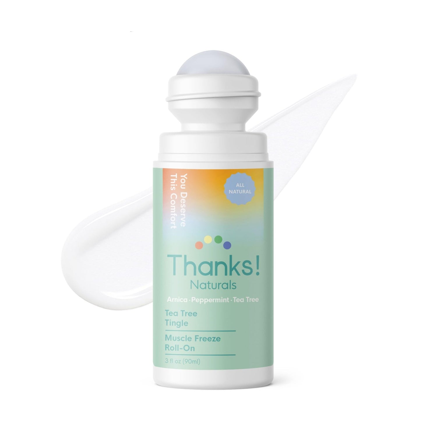 Thanks! Naturals Muscle Freeze Roll On, Tea Tree Tingle, Vegan, Cold Pressed Formula with Shea Butter, Eucalyptus & Peppermint, Use on Neck, Knees & Joints, Post Workout Essential, 3 FL OZ - dailyvitalstore