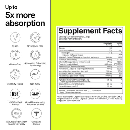 The Absorption Company Electrolyte Powder Packets - Workout Recovery & Hydration Drink Mix with Liposomal Glutathione, Vitamin C & Methylated B Vitamins - dailyvitalstore