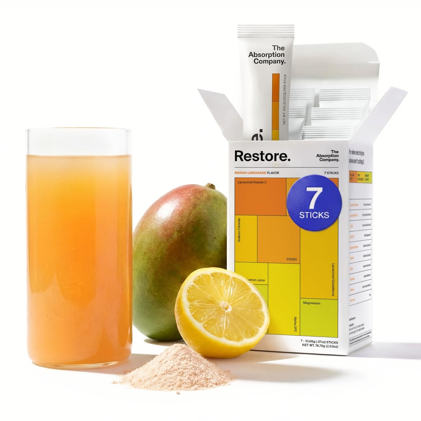 The Absorption Company Electrolyte Powder Packets - Workout Recovery & Hydration Drink Mix with Liposomal Glutathione, Vitamin C & Methylated B Vitamins - dailyvitalstore