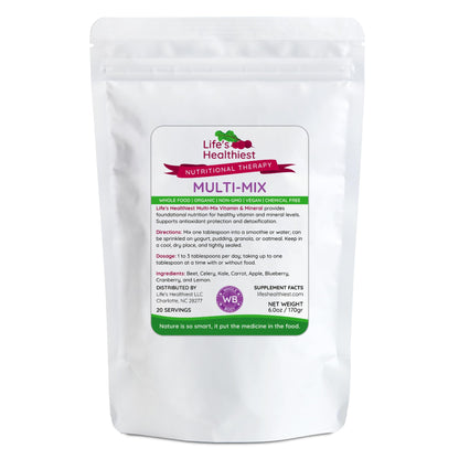The Beet Lady Life's Healthiest Multi Mix Vitamin & Mineral Whole Food Therapy Blend with Real Fruit & Vegetables. Organic, Plant-Based, Non-GMO. 6 oz - dailyvitalstore