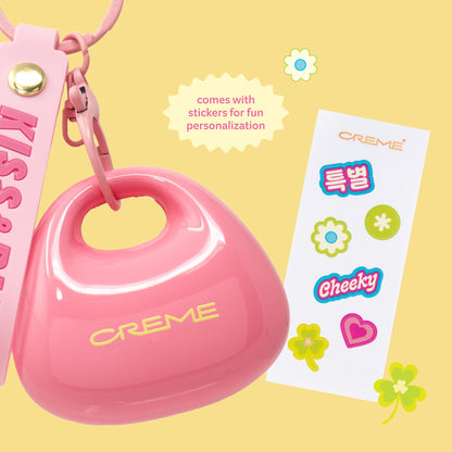 The Crème Shop Kiss & Blush Tinted Lip Balm & Blush, Korean Makeup for Lips & Cheeks, Cute Charm Key Chain, Hydrating, Long Lasting Tint, Aloe, Squalane (Cherry Squeeze) - dailyvitalstore