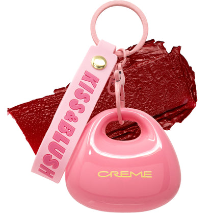 The Crème Shop Kiss & Blush Tinted Lip Balm & Blush, Korean Makeup for Lips & Cheeks, Cute Charm Key Chain, Hydrating, Long Lasting Tint, Aloe, Squalane (Cherry Squeeze) - dailyvitalstore