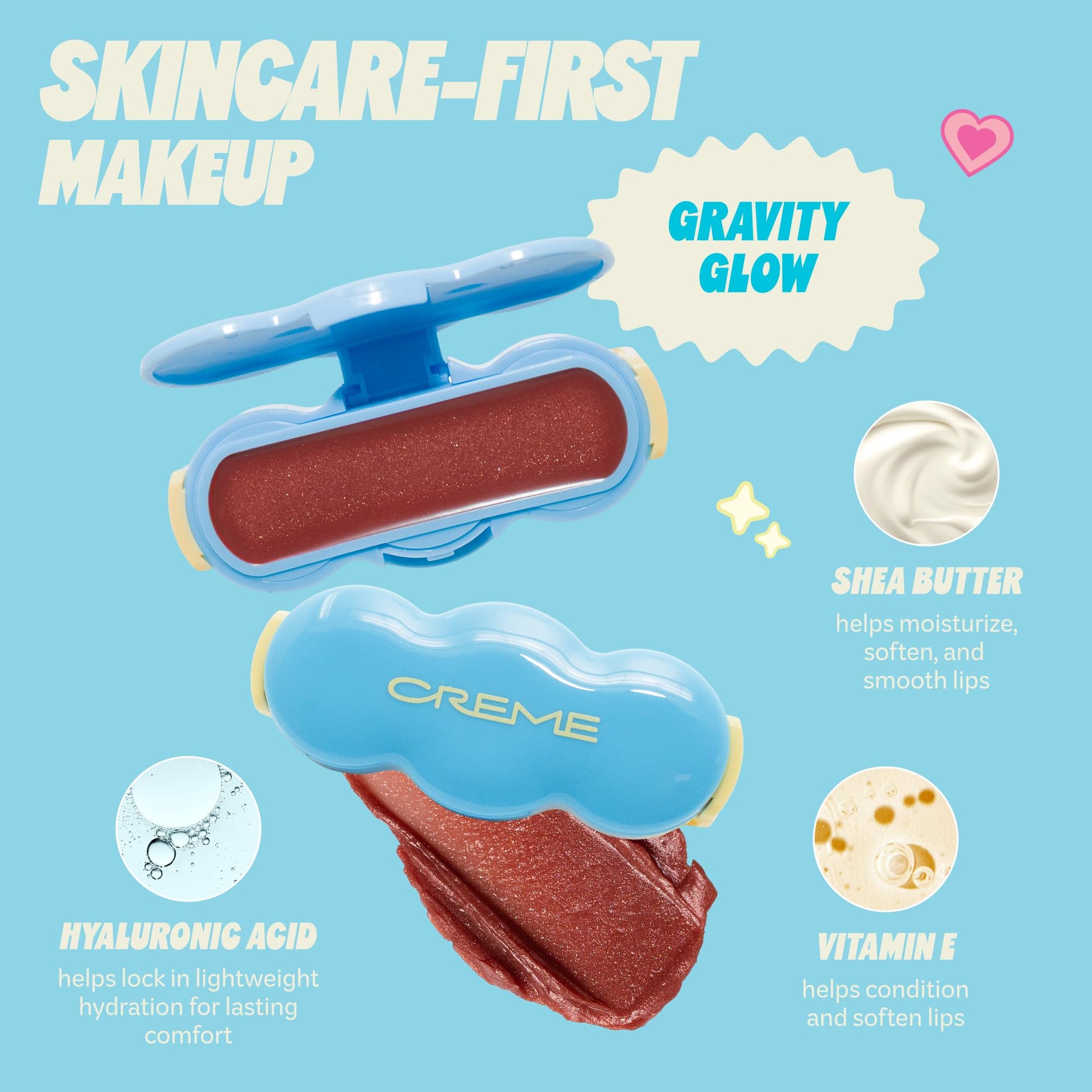 The Crème Shop Shimmer Pop Clip-On Lip Gloss | Korean Makeup, Cute Clip Accessory, Hydrating, Non-Sticky, Shea Butter, Hyaluronic Acid, Vitamine E- Gravity Glow - dailyvitalstore