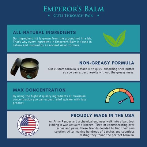 The Emperor's Balm Joint & Muscle Pain Relief Cream – Fast-Acting, Non-Greasy, Long-Lasting Natural Formula – Soothing Rub for Back, Shoulder, Neck & Whole Body - 2oz - dailyvitalstore