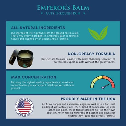 The Emperor's Balm Joint & Muscle Pain Relief Cream – Fast-Acting, Non-Greasy, Long-Lasting Natural Formula – Soothing Rub for Back, Shoulder, Neck & Whole Body - 2oz - dailyvitalstore