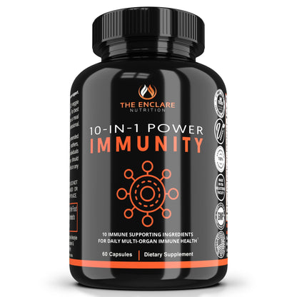 THE ENCLARE NUTRITION 10 in 1 Immune Support Booster Supplement with Echinacea, Vitamin C and Zinc, Turmeric, Ginger, B6, Elderberry for Adults Immunity Defense Vitamins, Made in USA Veg Cap 60 Ct (1) - dailyvitalstore