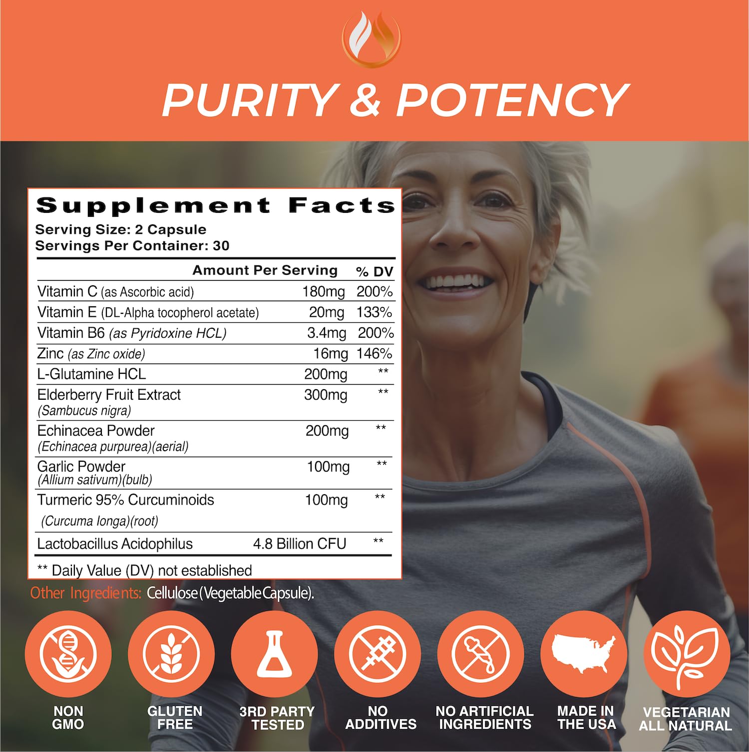 THE ENCLARE NUTRITION 10 in 1 Immune Support Booster Supplement with Echinacea, Vitamin C and Zinc, Turmeric, Ginger, B6, Elderberry for Adults Immunity Defense Vitamins, Made in USA Veg Cap 60 Ct (1) - dailyvitalstore