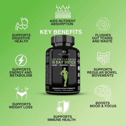 THE ENCLARE NUTRITION Colon Cleanse 15 Day Gut Cleanse Pills - Colon Cleanser for Women & Men - Psyllium Probiotic Laxatives for Constipation, Bloating Relief, - dailyvitalstore