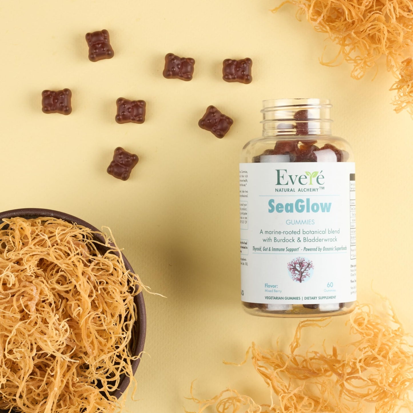 The EverÉ Natural Alchemy Sea Moss with Bladderwrack & Burdock Root – Vegan, Plant-Based Gummies with Minerals & Botanicals – Mixed-Berry Flavor, Non-GMO & Gluten-Free - dailyvitalstore