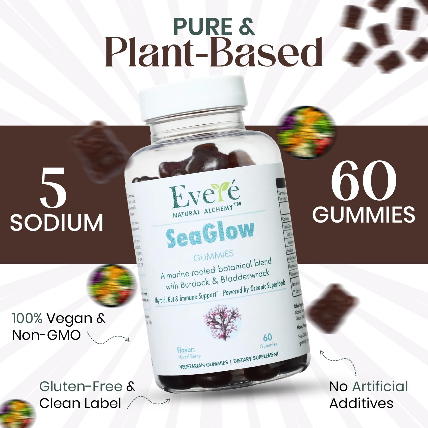 The EverÉ Natural Alchemy Sea Moss with Bladderwrack & Burdock Root – Vegan, Plant-Based Gummies with Minerals & Botanicals – Mixed-Berry Flavor, Non-GMO & Gluten-Free - dailyvitalstore