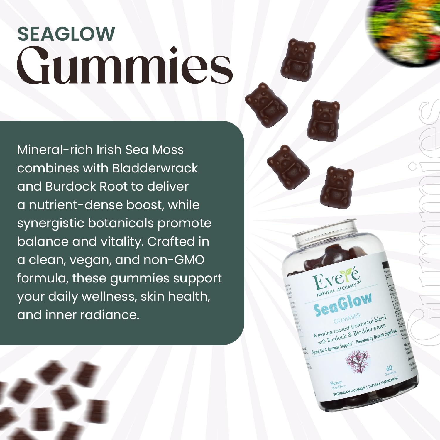 The EverÉ Natural Alchemy Sea Moss with Bladderwrack & Burdock Root – Vegan, Plant-Based Gummies with Minerals & Botanicals – Mixed-Berry Flavor, Non-GMO & Gluten-Free - dailyvitalstore
