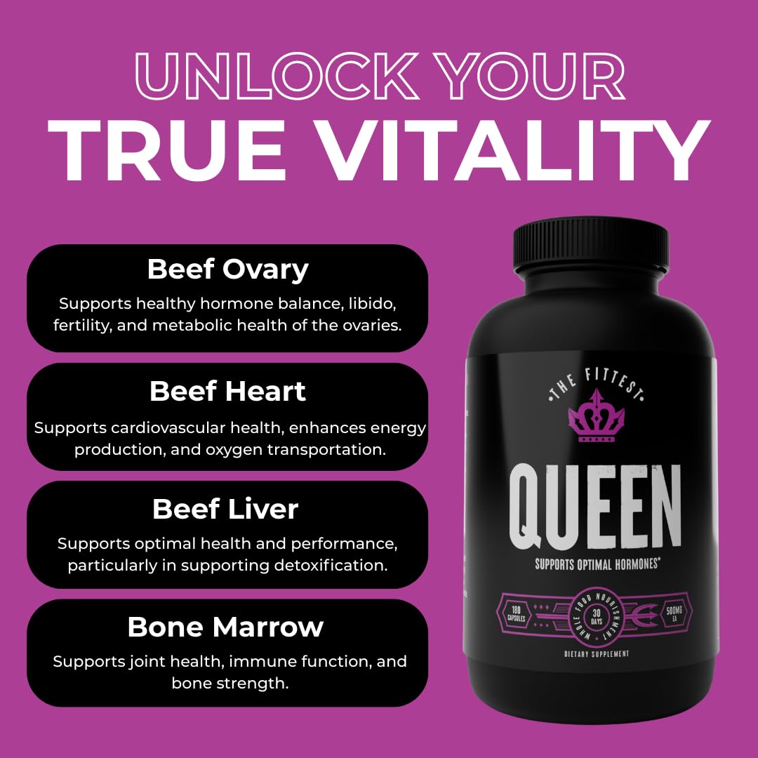 The Fittest Queen Organ Supplement, Hormone & Energy Support, 180 Capsules - dailyvitalstore