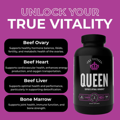 The Fittest Queen Organ Supplement, Hormone & Energy Support, 180 Capsules - dailyvitalstore