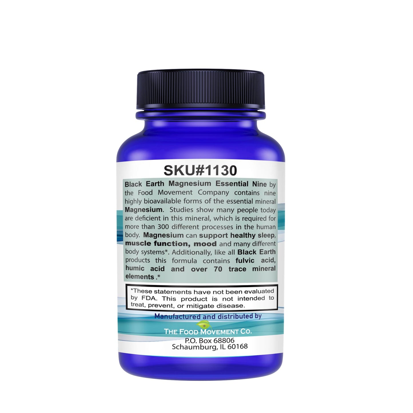 The Food Movement Co. Black Earth Magnesium Essential Nine - Vegan Capsules with Magnesium Glycinate, Citrate, Malate and More - 9 Bioactive Forms for Optimal Health (30 Count) - dailyvitalstore