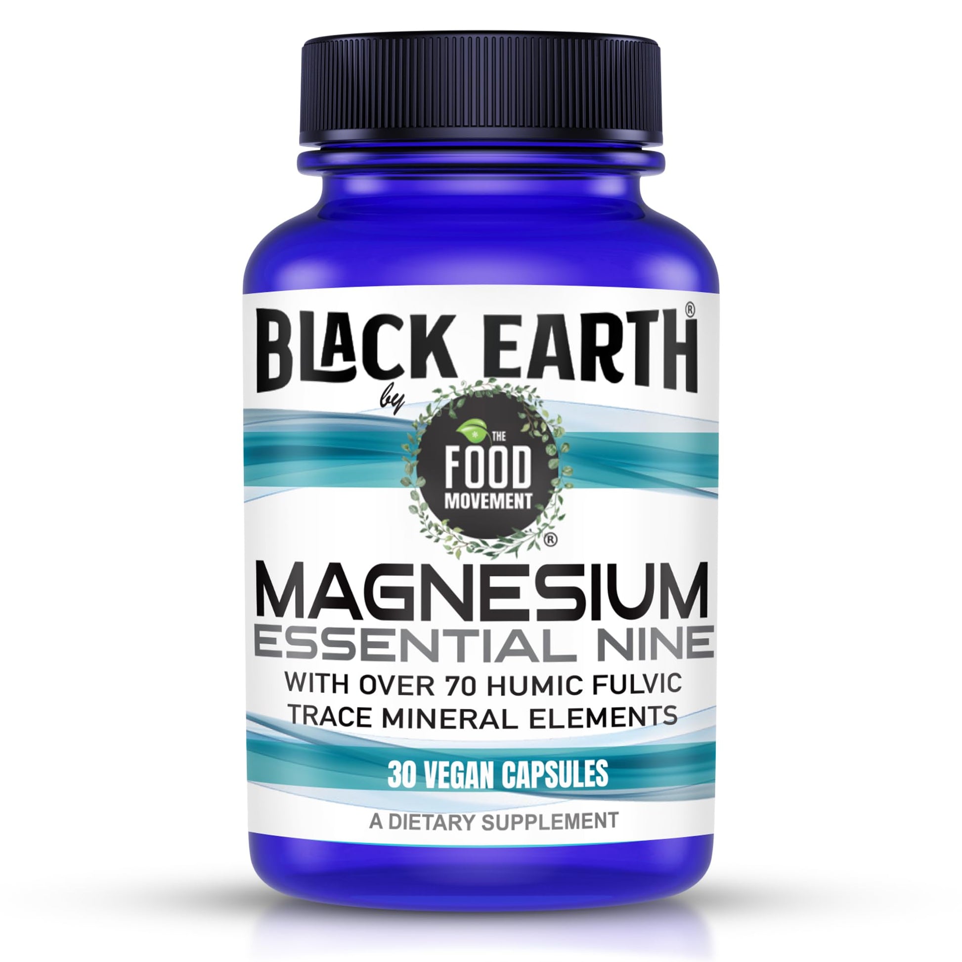 The Food Movement Co. Black Earth Magnesium Essential Nine - Vegan Capsules with Magnesium Glycinate, Citrate, Malate and More - 9 Bioactive Forms for Optimal Health (30 Count) - dailyvitalstore