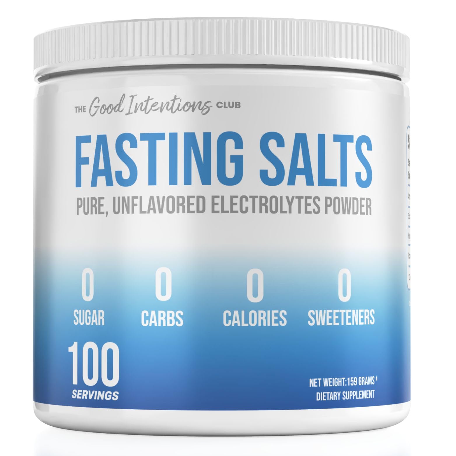 The Good Intentions Club Fasting Electrolytes - Unflavored Electrolyte Powder - 100 Servings - Fasting Salts - Fasting Supplement - Electrolytes for Fasting - dailyvitalstore