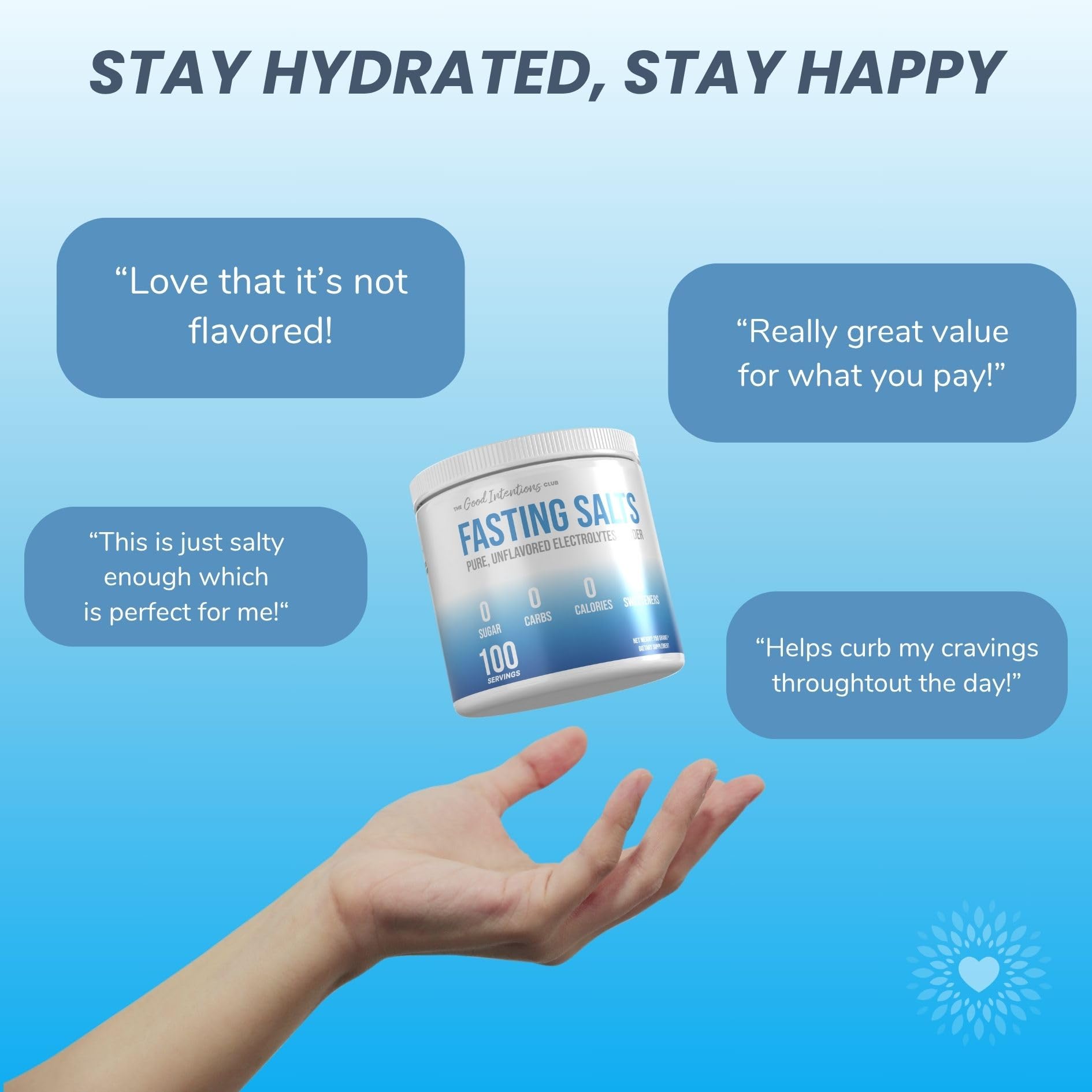 The Good Intentions Club Fasting Electrolytes - Unflavored Electrolyte Powder - 100 Servings - Fasting Salts - Fasting Supplement - Electrolytes for Fasting - dailyvitalstore