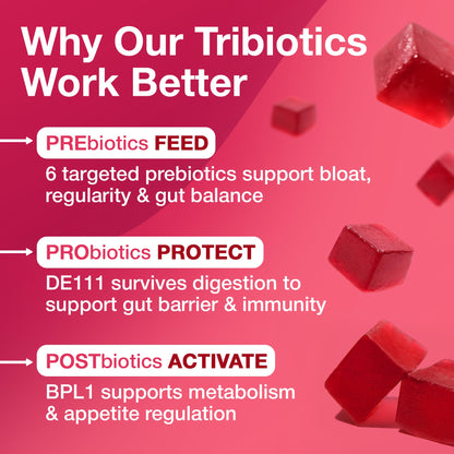 The Gut Gummy, 360° Daily Gut Reset, Full-Spectrum Tribiotic for Women & Men, Prebiotics Probiotics Postbiotics for Bloating, Belly Fat, Skin & Immune Support, Sugar Free Tart Cherry Gummies, 60 Count - dailyvitalstore