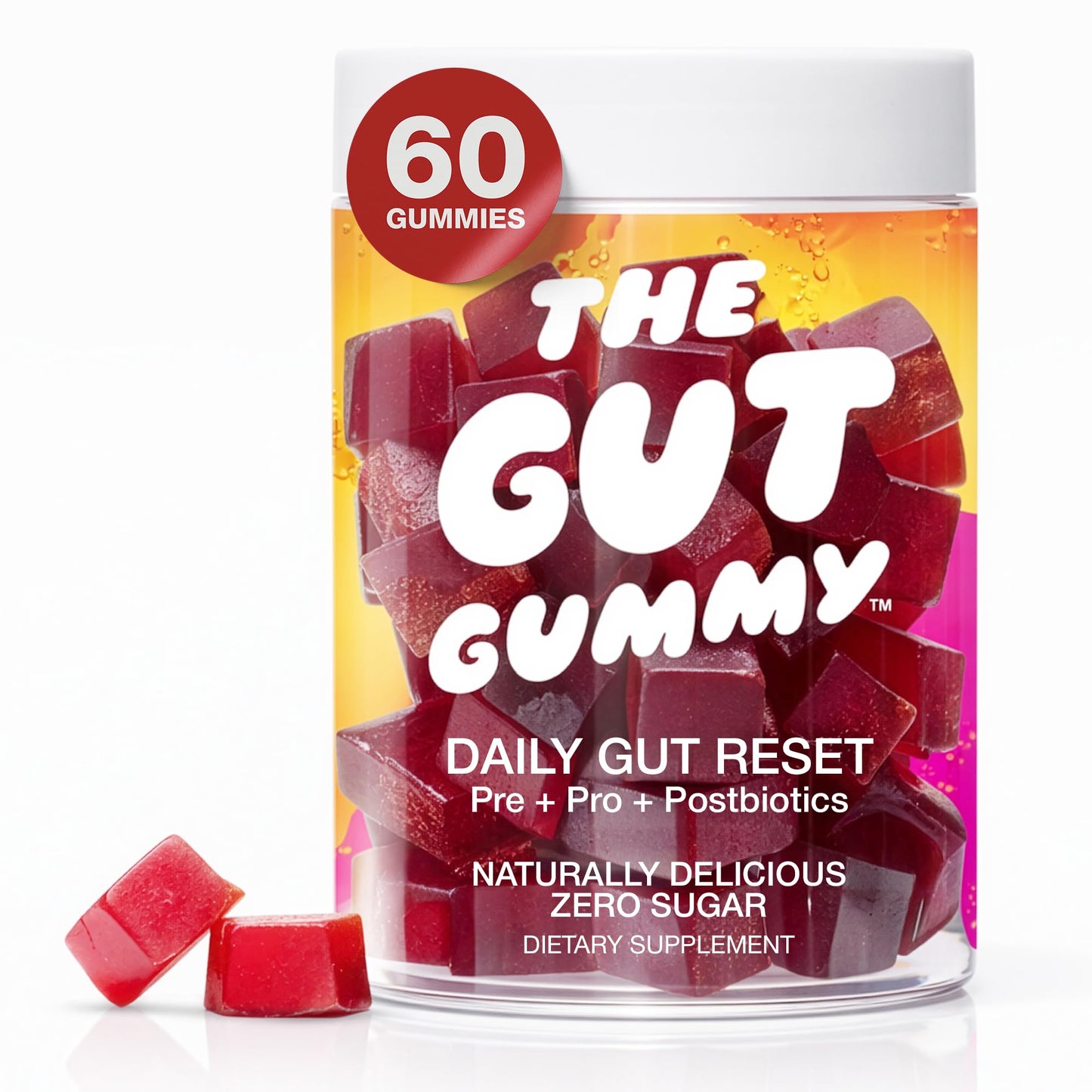 The Gut Gummy, 360° Daily Gut Reset, Full-Spectrum Tribiotic for Women & Men, Prebiotics Probiotics Postbiotics for Bloating, Belly Fat, Skin & Immune Support, Sugar Free Tart Cherry Gummies, 60 Count - dailyvitalstore
