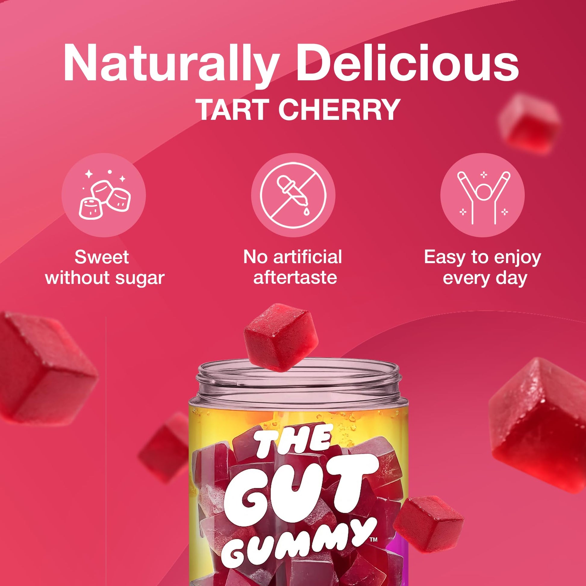 The Gut Gummy, 360° Daily Gut Reset, Full-Spectrum Tribiotic for Women & Men, Prebiotics Probiotics Postbiotics for Bloating, Belly Fat, Skin & Immune Support, Sugar Free Tart Cherry Gummies, 60 Count - dailyvitalstore