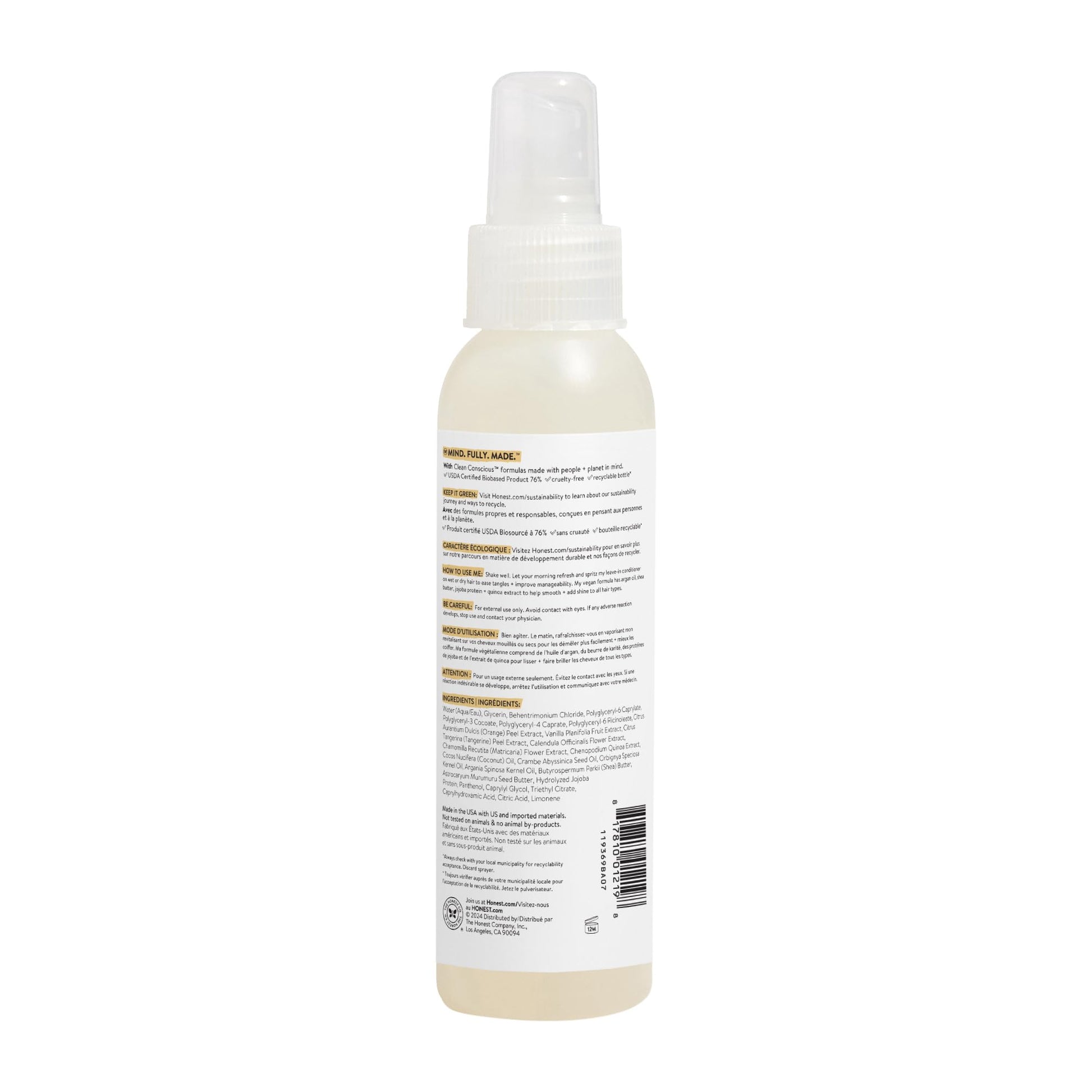 The Honest Company Conditioning Hair Detangler, Tear-Free, Hypoallergenic, Leave-In Conditioner and Fortifying Spray - dailyvitalstore