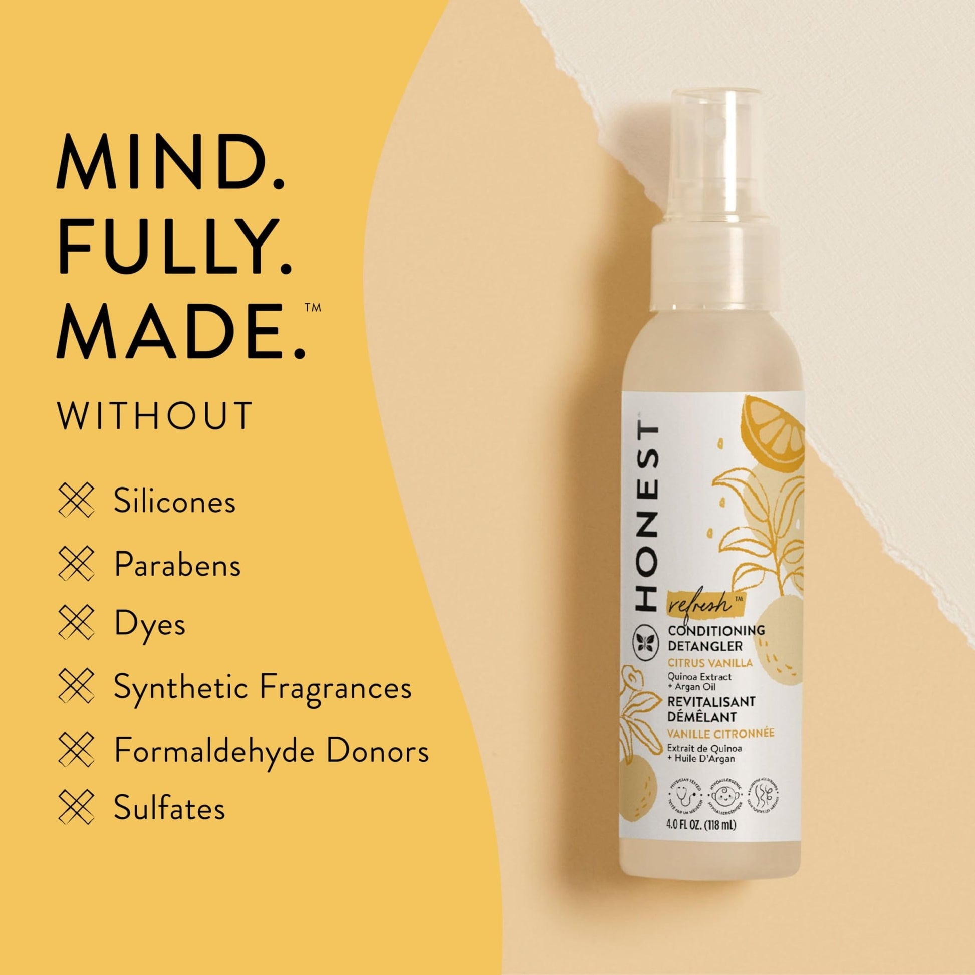 The Honest Company Conditioning Hair Detangler, Tear-Free, Hypoallergenic, Leave-In Conditioner and Fortifying Spray - dailyvitalstore