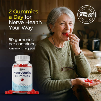 The Nerve Brand Neuropathy Support Gummies, 600 mg R Alpha Lipoic Acid Gummies with B1 B6 B12 and Lion’s Mane, Sugar Free Daily Nerve Health Supplement, 30 Day Supply - dailyvitalstore