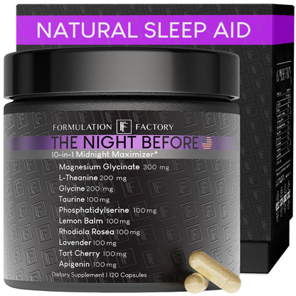 The Night Before 10-in-1 Midnight Maximizer Sleep Aid, Stress Relief, Cognition, Relaxation, Recovery, Focus, Magnesium Glycinate, L-Theanine & More, (120 Capsules – 2 Month Supply) - dailyvitalstore