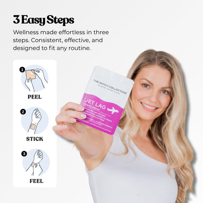 The Patch Collection® - Jet Lag Patch for Day & Night Time Zone Changes | Melatonin, Valerian Root, Passion Flower, Magnesium, Vitamin B1, B2, B3, Turmeric | 100% Natural & Vegan (Pack of 4) - dailyvitalstore